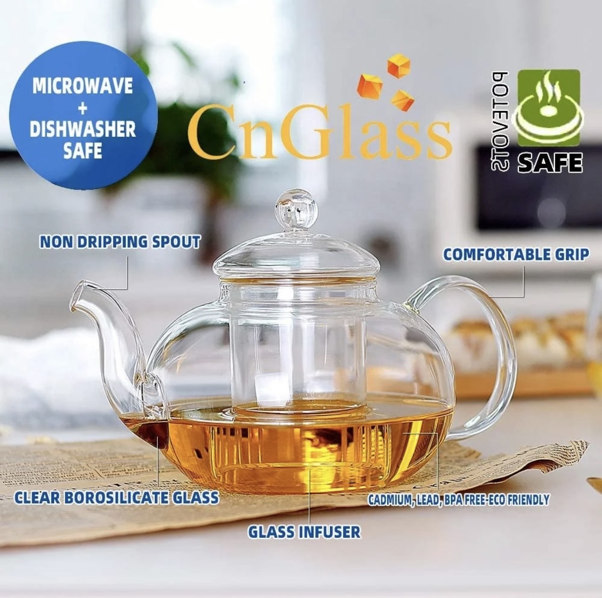 Teapot with Strainer, Glass
