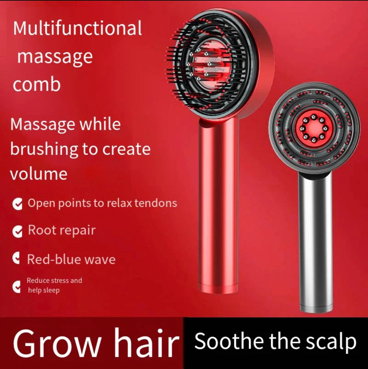 Red Light Scalp Massage Brush Hair Growth Comb